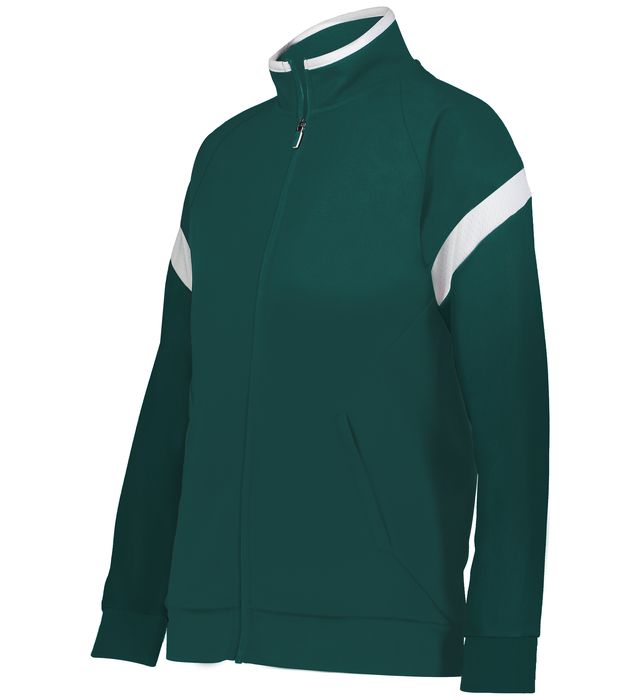 Holloway Ladies Dry Excel Polyester Double Knit Mesh Texture Jacket 229779 Dark Green/White