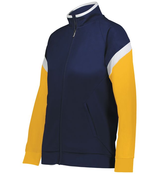 Holloway Ladies Dry Excel Polyester Double Knit Mesh Texture Jacket 229779 Navy/White/Gold
