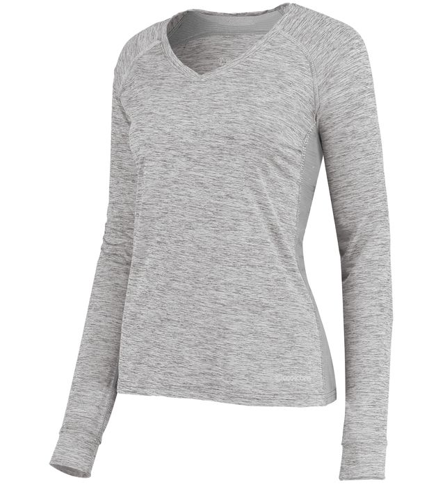 Holloway Ladies Electrify Coolcore® Long Sleeve Tee V-Neck Collar 222770 Athletic Grey Heather