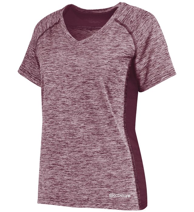 Holloway Ladies Electrify Coolcore® Tee V-Neck Collar Ladies’ Fit 222771 Maroon Heather