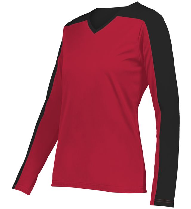 holloway-ladies-momentum-team-long-sleeve-v-neck-collar-tee-scarlet-black