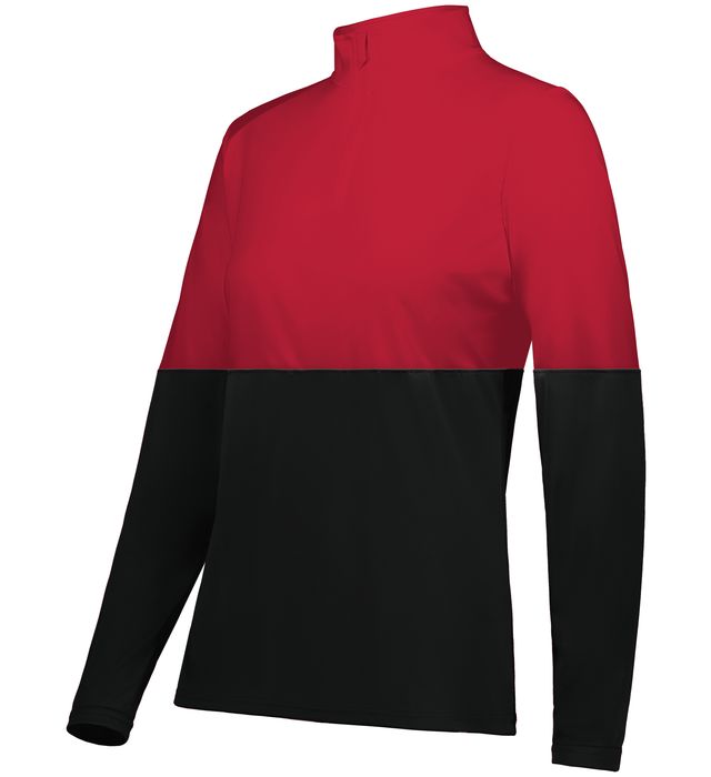 holloway-ladies-momentum-team-sports-quarter-zip-pullover-black-scarlet