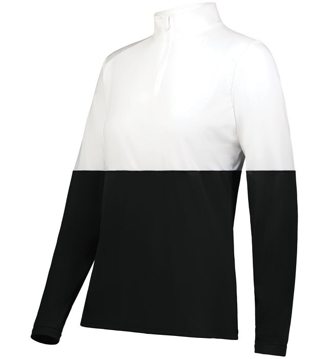 holloway-ladies-momentum-team-sports-quarter-zip-pullover-black-white
