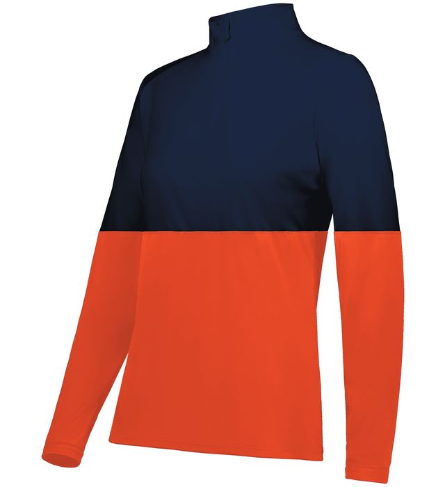 holloway-ladies-momentum-team-sports-quarter-zip-pullover-orange-navy