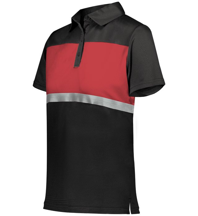 Holloway Ladies Prism Bold Polo With Heat Sealed Label 222776 Black Scarlet