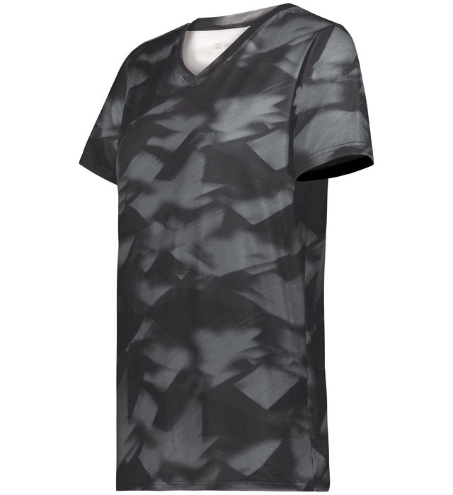 Holloway Ladies Stock Cotton-Touch™ Poly Tee With Fully Sublimated Design 222796 Black Glacier Print