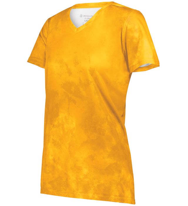 Holloway Ladies Stock Cotton-Touch™ Poly Tee With Fully Sublimated Design 222796 Gold Glacier Print