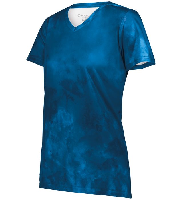 Holloway Ladies Stock Cotton-Touch™ Poly Tee With Fully Sublimated Design 222796 Royal Cloud Print
