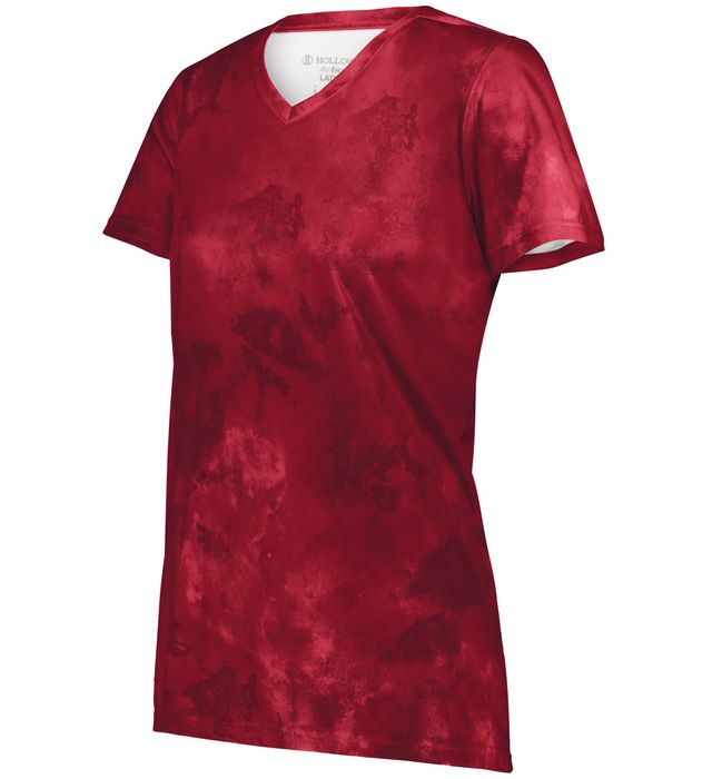 Holloway Ladies Stock Cotton-Touch™ Poly Tee With Fully Sublimated Design 222796 Scarlet Cloud Print