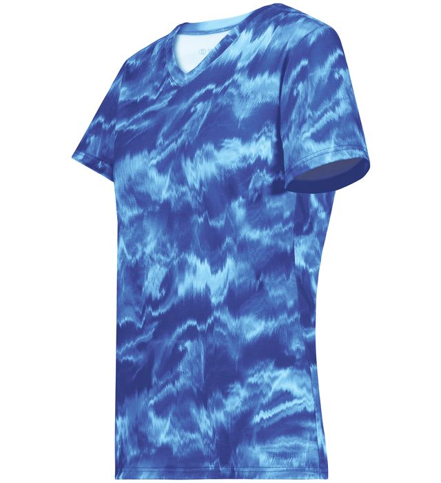 Holloway Ladies Stock Cotton-Touch™ Poly Tee With Fully Sublimated Design 222796 Shockwave Royal