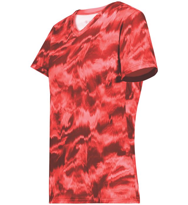 Holloway Ladies Stock Cotton-Touch™ Poly Tee With Fully Sublimated Design 222796 Shockwave Scarlet