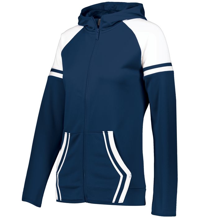 Holloway Ladies Vintage Look Dry Excel Polyester Performance Terry Jacket 229761 Navy/White
