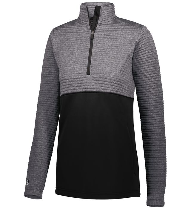 Holloway Ladies Wik-Sof Polyester Heather Knit Seamless Quilted Pullover Black Heather Black