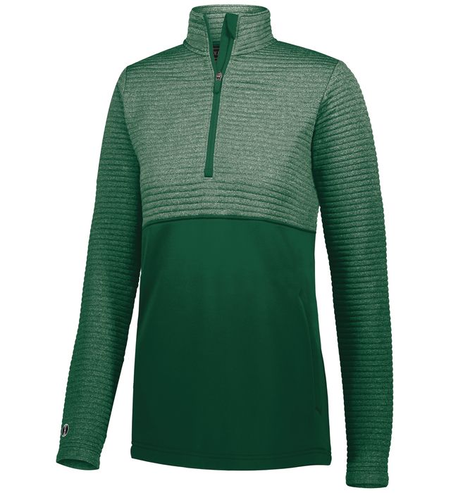 Holloway Ladies Wik-Sof Polyester Heather Knit Seamless Quilted Pullover Forest Heather Forest