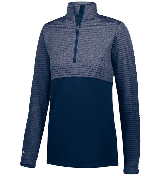 Holloway Ladies Wik-Sof Polyester Heather Knit Seamless Quilted Pullover Navy Heather Navy