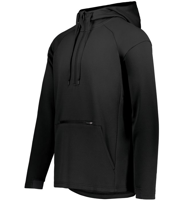 Holloway Limitless 1/4 Zip Hoodie With Front Zippered Valuables Pocket 222584 Black/Black