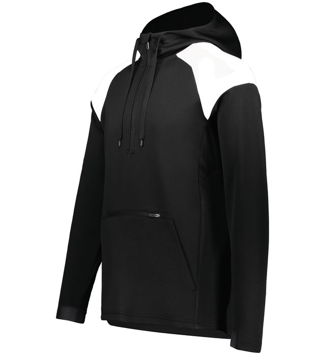Holloway Limitless 1/4 Zip Hoodie With Front Zippered Valuables Pocket 222584 Black/White