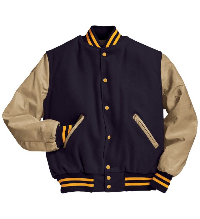 holloway-melton-wool-letterman-varsity-jacket-dark navy-cream-light gold