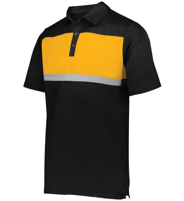Holloway Prism Bold Polo Three-Button Placket With Side Vents 222576 Black/Gold