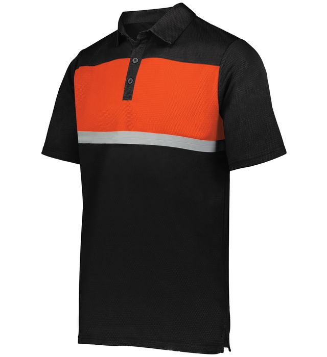 Holloway Prism Bold Polo Three-Button Placket With Side Vents 222576 Black/Orange