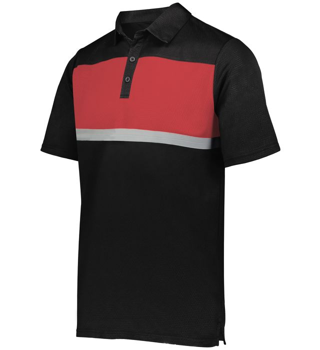 Holloway Prism Bold Polo Three-Button Placket With Side Vents 222576 Black/Scarlet
