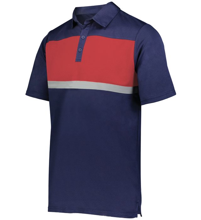 Holloway Prism Bold Polo Three-Button Placket With Side Vents 222576 Navy/Scarlet