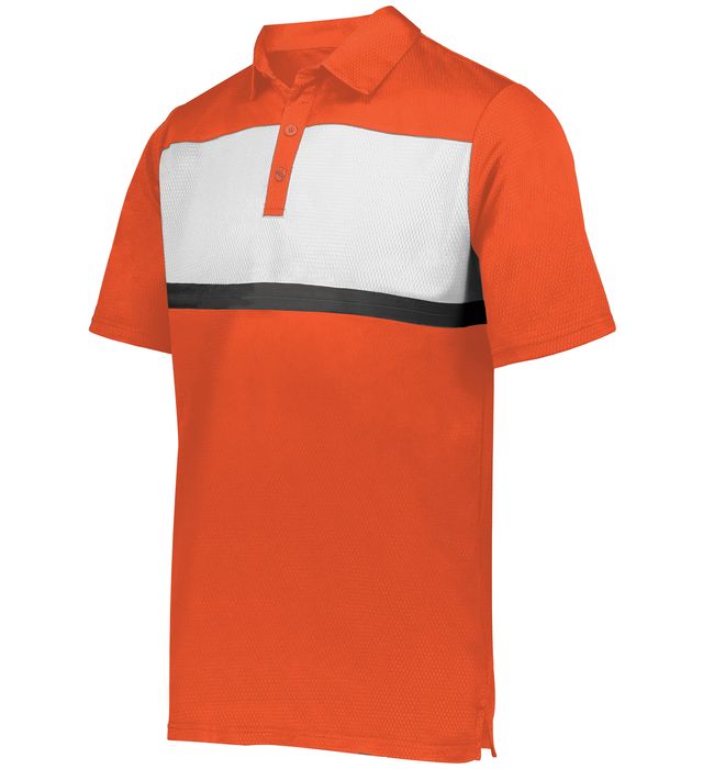Holloway Prism Bold Polo Three-Button Placket With Side Vents 222576 Orange/White