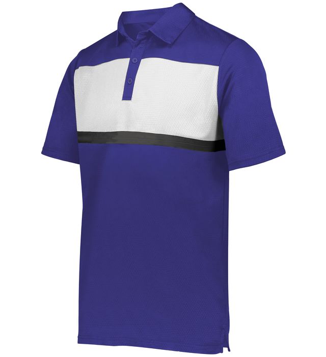 Holloway Prism Bold Polo Three-Button Placket With Side Vents 222576 Purple/White