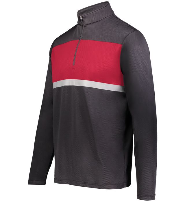 Holloway Prism Bold Quarter Zip Pullover Style With Set-In Sleeves 222591 Black/Scarlet