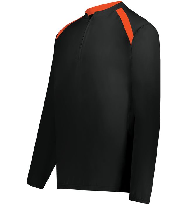 Holloway Quarter Zip Long-sleeve Two-toned Pullover with Side Pockets and Side Zipper Areo-Tec Polyester Youth  229695 Black/Orange
