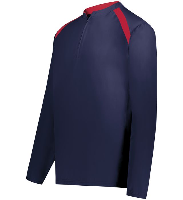 Holloway Quarter Zip Long-sleeve Two-toned Pullover with Side Pockets and Side Zipper Areo-Tec Polyester Youth  229695 Navy/Scarlet