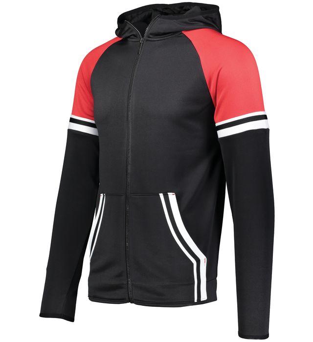 Holloway Vintage Look Dry Excel Polyester Performance Terry Jacket Youth 229661 Black/Scarlet