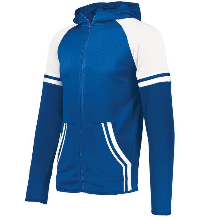 Holloway Vintage Look Dry Excel Polyester Performance Terry Jacket Youth 229661 Royal/White