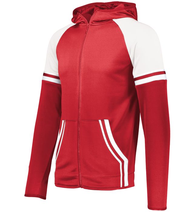 Holloway Vintage Look Dry Excel Polyester Performance Terry Jacket Youth 229661 Scarlet/White