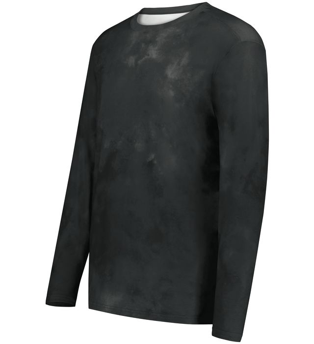 Holloway Youth Cotton-Touch™ Poly Cloud Long Sleeve Tee With Sublimated Design 222697 Black Glacier Print