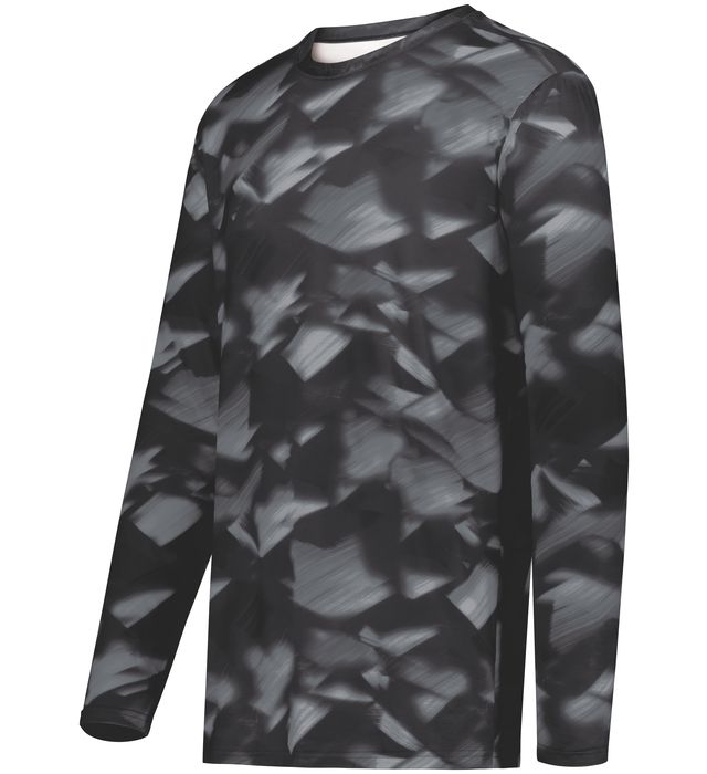 Holloway Youth Cotton-Touch™ Poly Cloud Long Sleeve Tee With Sublimated Design 222697 Black Glacier Print
