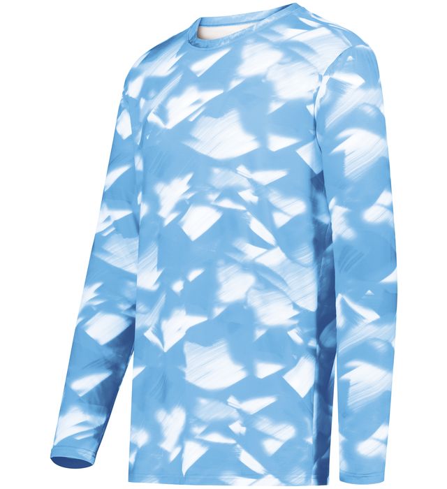 Holloway Youth Cotton-Touch™ Poly Cloud Long Sleeve Tee With Sublimated Design 222697 Columbia Blue Glacier Print
