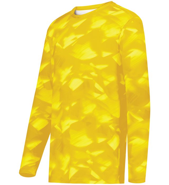 Holloway Youth Cotton-Touch™ Poly Cloud Long Sleeve Tee With Sublimated Design 222697 Gold Glacier Print
