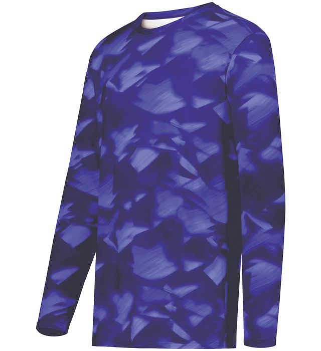 Holloway Youth Cotton-Touch™ Poly Cloud Long Sleeve Tee With Sublimated Design 222697 Purple Glacier Print