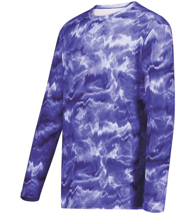 Holloway Youth Cotton-Touch™ Poly Cloud Long Sleeve Tee With Sublimated Design 222697 Purple Shockwave Print