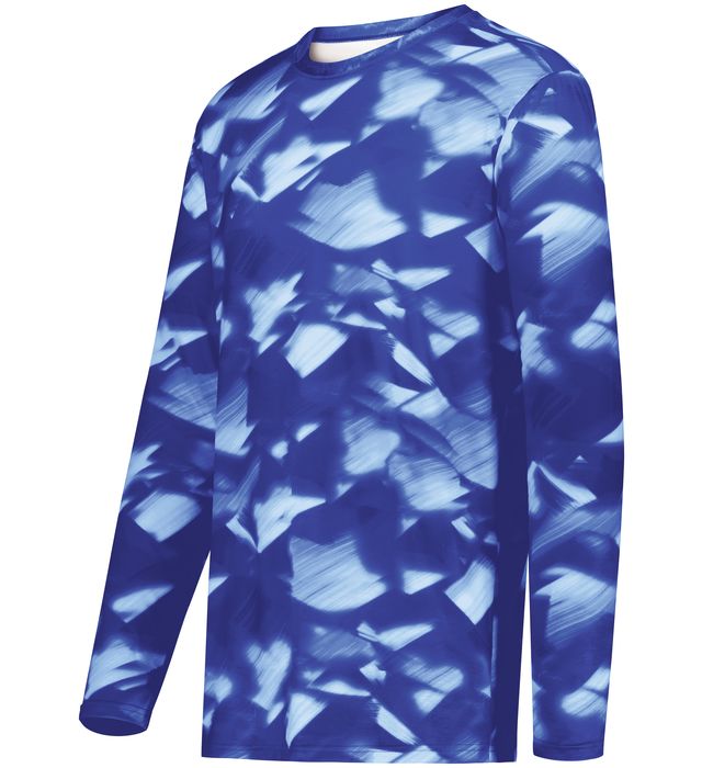 Holloway Youth Cotton-Touch™ Poly Cloud Long Sleeve Tee With Sublimated Design 222697 Royal Glacier Print