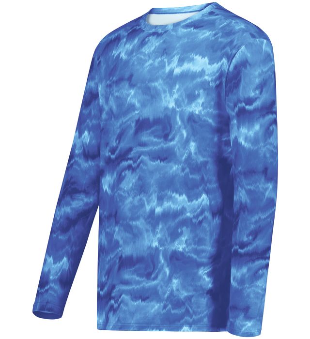 Holloway Youth Cotton-Touch™ Poly Cloud Long Sleeve Tee With Sublimated Design 222697 Shockwave Royal