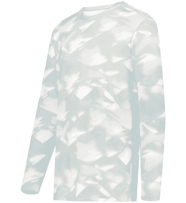 Holloway Youth Cotton-Touch™ Poly Cloud Long Sleeve Tee With Sublimated Design 222697 Silver Glacier Print