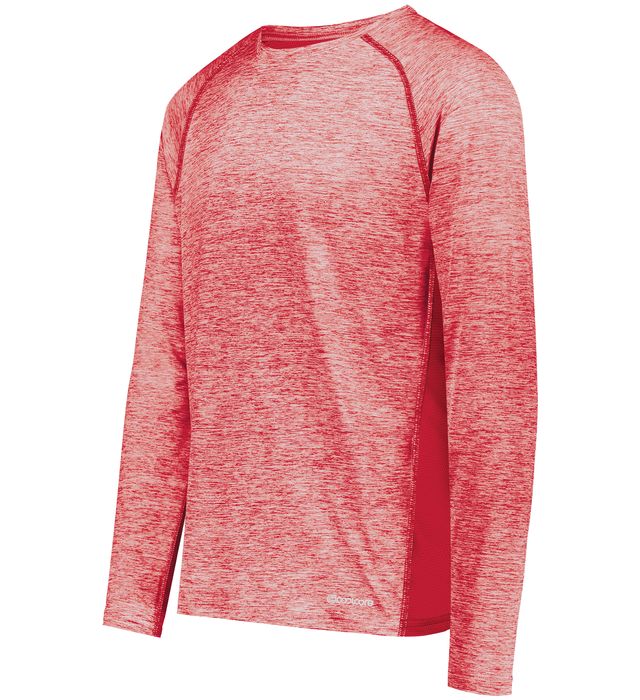 Holloway Youth Electrify Coolcore® Long Sleeve Tee With Raglan Sleeves 222670 Scarlet Heather