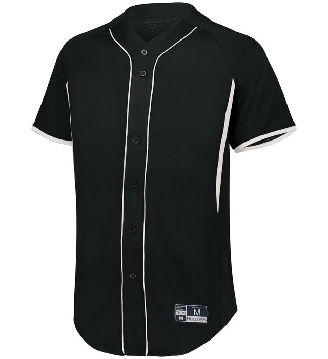 Holloway Youth Game7 Full-Button Baseball Jersey with Dry-Excel 221225 Black/White