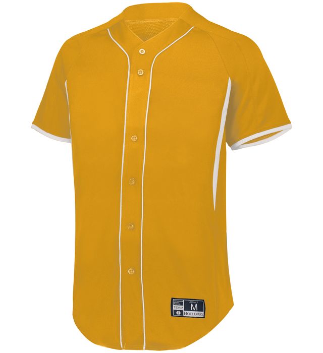 Holloway Youth Game7 Full-Button Baseball Jersey with Dry-Excel 221225 Light Gold/White