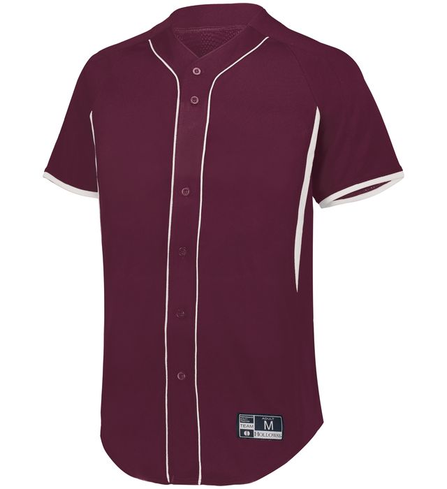 Holloway Youth Game7 Full-Button Baseball Jersey with Dry-Excel 221225 Maroon/White