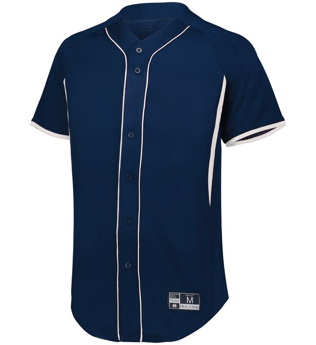 Holloway Youth Game7 Full-Button Baseball Jersey with Dry-Excel 221225 Navy/White