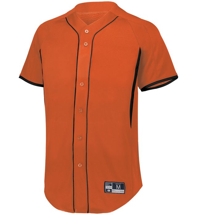 Holloway Youth Game7 Full-Button Baseball Jersey with Dry-Excel 221225 Orange/Black