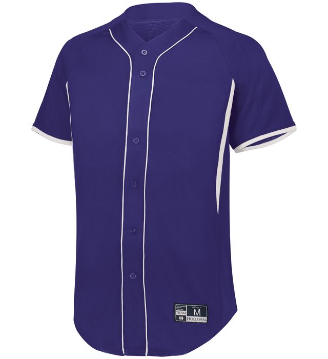 Holloway Youth Game7 Full-Button Baseball Jersey with Dry-Excel 221225 Purple/White